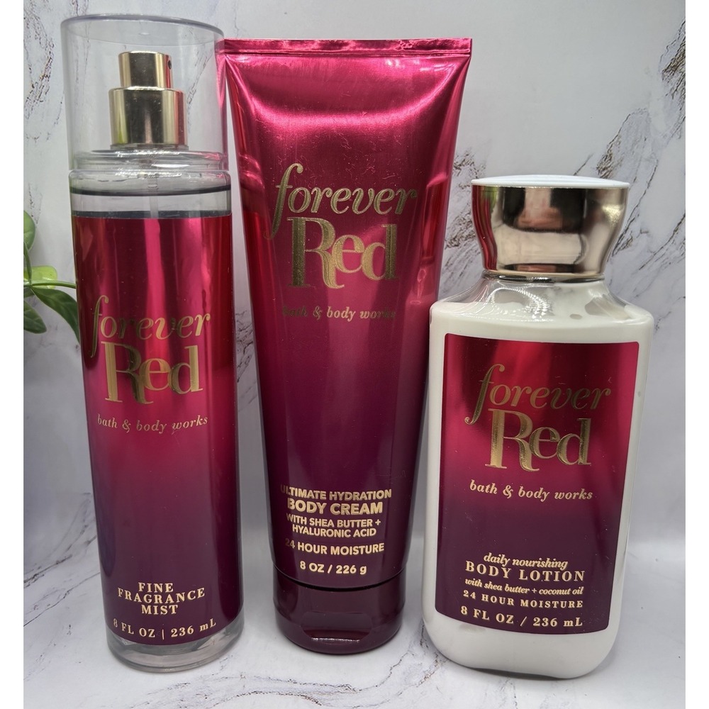 Bath & Body Works Forever Red Body Mist Body Cream & Body Lotion 3 Piece Set New